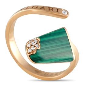 Bvlgari Gelati 18K Rose Gold Diamond and Malachite Ring BV05-070125
