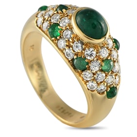 Cartier 18K Yellow Gold 1.0ct Diamond and Emerald Ring CA33-061125