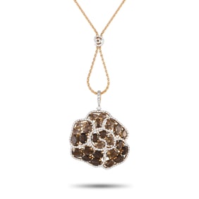 Casato 18K Rose Gold 1.57ct Diamond and Smoky Quartz Pendant Necklace 200495