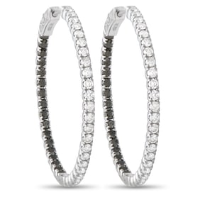 Diana 14K White Gold 2.60ct Black and White Diamond Hoop Earrings DI24-070125