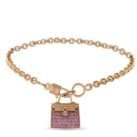 Hermes Amulettes Kelly 18K Rose Gold Pink Sapphire Bracelet HE10-061725
