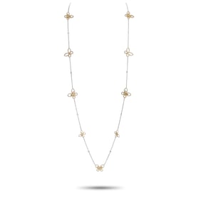 LB Exclusive 18K White and Yellow Gold 5.0ct Diamond Long Butterfly Necklace ANK-16726