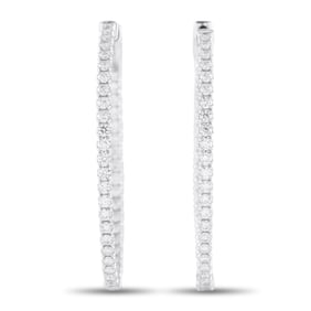 LB Exclusive 14K White Gold 2.15ct Lab-Grown Diamond Hoop Earrings LGD05-020325