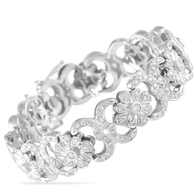 LB Exclusive 18K White Gold 4.50ct Diamond Flower Link Bracelet MF03-070825