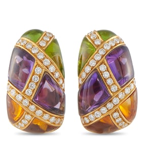 LB Exclusive 18K Yellow Gold 1.60ct Diamond, Amethyst, Citrine, and Peridot Earrings MF09-070125