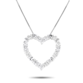 LB Exclusive 14K White Gold 2.0ct Diamond Heart Necklace MF01-053025
