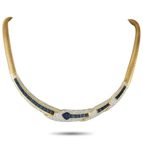 LB Exclusive 18K Yellow Gold 5.08ct Diamond and Sapphire Necklace MF26-061125