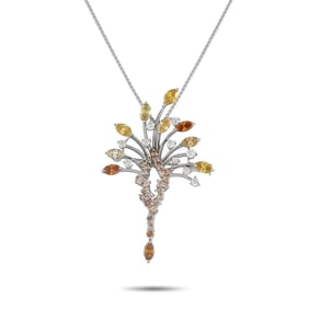 LB Exclusive Platinum 3.44ct Natural Colored Diamond Necklace MF28-061325