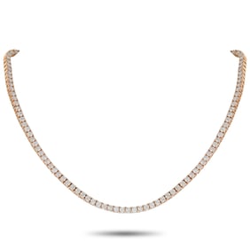 LB Exclusive 18K Rose Gold 12.11ct Diamond Tennis Necklace MF02-063025
