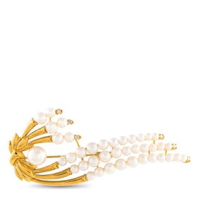 LB Exclusive 18K Yellow Gold Pearl Brooch MF14-041025
