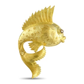 LB Exclusive 18K Yellow Gold Fish Brooch MF01-050825