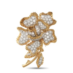 LB Exclusive 18K Rose Gold 5.50ct Diamond Flower Brooch MF05-061725