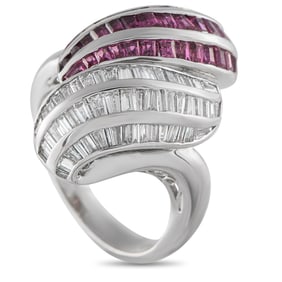 LB Exclusive Platinum 0.96ct Diamond and Ruby Ring MF22-061325
