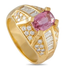 LB Exclusive 18K Yellow Gold 1.28ct Diamond and Pink Sapphire Ring MF06-070125