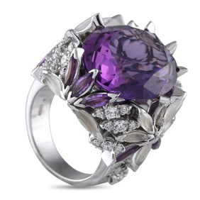 Pasquale Bruni 18K White Gold 1.30ct Diamond and Amethyst Ring PB20-050225