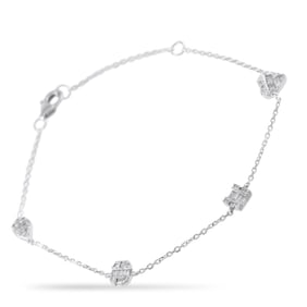 LB Exclusive 14K White Gold 0.40ct Diamond Station Bracelet BR10303-W