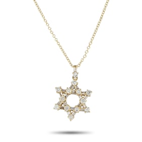 LB Exclusive 14K Yellow Gold 0.40ct Diamond Star of David Necklace PN15719-Y