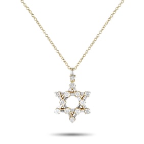 LB Exclusive 14K Yellow Gold 0.50ct Diamond Star of David Necklace PN18054-Y