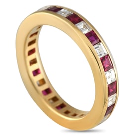 Tiffany & Co. 18K Yellow Gold Diamond and 1.94ct Ruby Eternity Band Ring TI45-052825