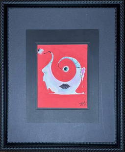 Salvador Dali “Look Within: "Look Within" is an extraordinary original watercolor in the manner of Salvador Dalí, a masterful exploration of perception, wisdom, and the eternal balance between the external world and the inner s