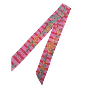 Hermes BRIDES de GALA par TWILLY stripe 062633S scarf muffler silk ROSE BONBON 0118HERMES