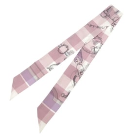 Hermes Twilly Mors et Gourmettes Vichy Horse Bit and Chain Silk Purple Scarf Muffler 0091HERMES