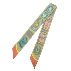 Hermes Carre en Boucles Twilly Buckle Pattern 063021S Scarf Muffler Silk 0093HERMES