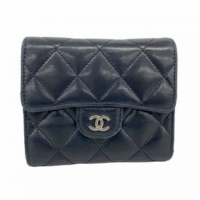Chanel Tri-fold Wallet Matelasse Lambskin Black Women's P961323