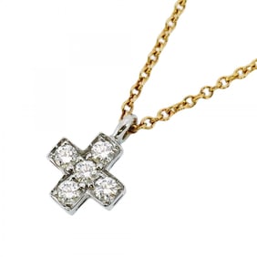 Tiffany Necklace Cruciform 5PD 18KYG Yellow Gold Pt950 Platinum Diamond Ladies