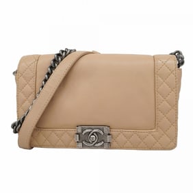 Chanel Shoulder Bag Boy Chain Lambskin Beige Women's P956033