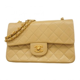 Chanel Shoulder Bag Matelasse W Flap Chain Lambskin Beige Women's P955928