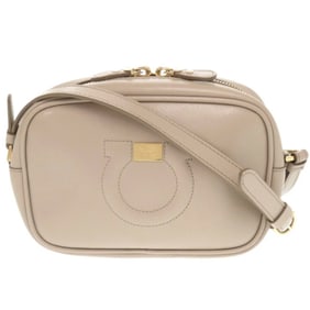 Salvatore Ferragamo Gancini GU-21H006 Leather Beige Shoulder Bag 0616Salvatore