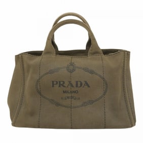 Prada Tote Bag Canapa Canvas Khaki Women's P906443