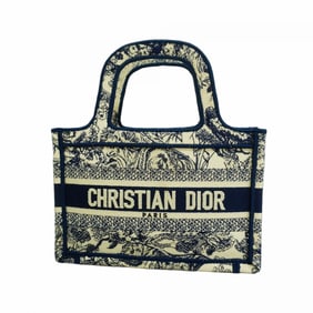 Christian Dior Handbag Mini Book Tote Canvas Navy White Women's P997662