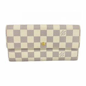 Louis Vuitton Long Wallet Damier Azur Portefeuille Sarah N61735 White Women's P991118