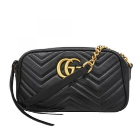Gucci Shoulder Bag GG Marmont 447632 Leather Black Women's P944737