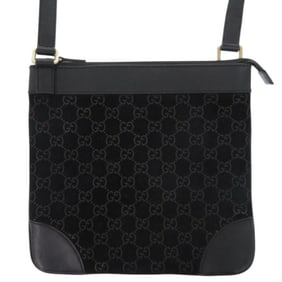 Gucci 272396 GG Suede Black Shoulder Bag 0454GUCCI