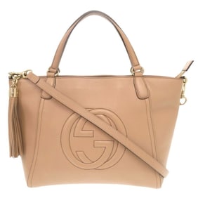 Gucci Soho 369176 Leather Pink Beige Handbag Shoulder Bag 0082GUCCI