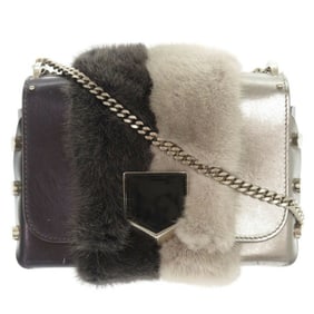 Jimmy Choo Rocket Petite Leather Mink Silver Grey Chain Shoulder Bag 1480JIMMY CHOO