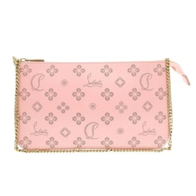 Like new Christian Louboutin Rubira Zip-up 3225038 Leather Pink Chain Shoulder Bag 0595Christian
