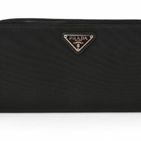 PRADA Wallet Long Round TESSUTO Tessuto M506 Black