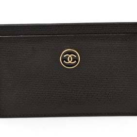 CHANEL Card Case Business Holder A20906 Coco Button Leather Black