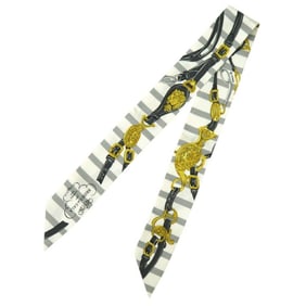 Hermes BRIDES de GAL Twilly Striped Scarf Muffler Silk 0115HERMES