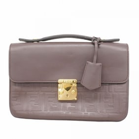 Fendi clutch bag Zucca leather brown men's P949132