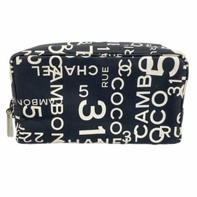Chanel Pouch Bisea Canvas Black White Women's P939180