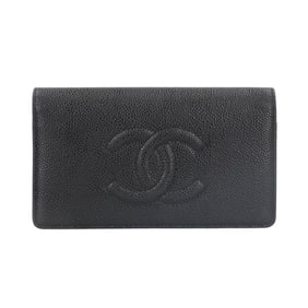 Chanel Coco Mark Long Wallet Caviar Skin 8651 Women's CHANEL