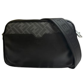 FENDI Medium Zucca Camera Case Shoulder Bag Leather 7M0286 Black Men's