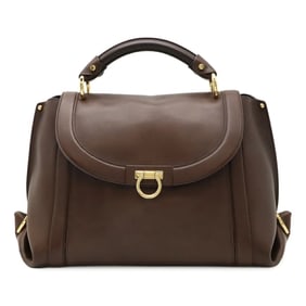Salvatore Ferragamo Soft Sofia Gancini Handbag Leather Brown FZ-21G395