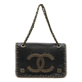 CHANEL Coco Mark Flap Bag Chain Shoulder Calf Leather Black