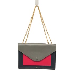 Celine Chain Flap Bag 175383UNA.25FH Women's Leather Shoulder Bag Black,Gray,Red Color